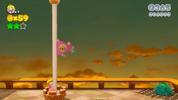 Kleine Prinzessin Peach an der Fahnenstange